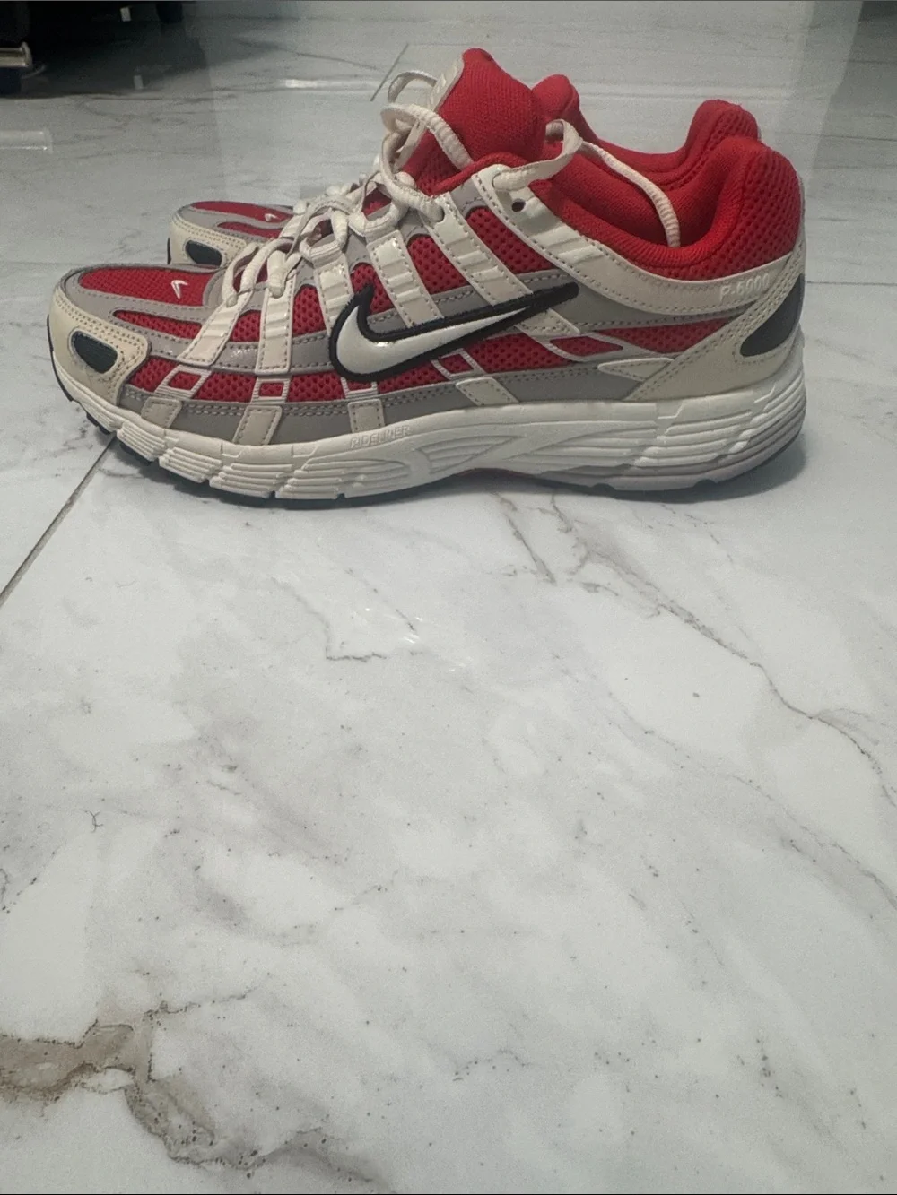 Nike Women’s Red and Cream Retro Mesh Sneakers
